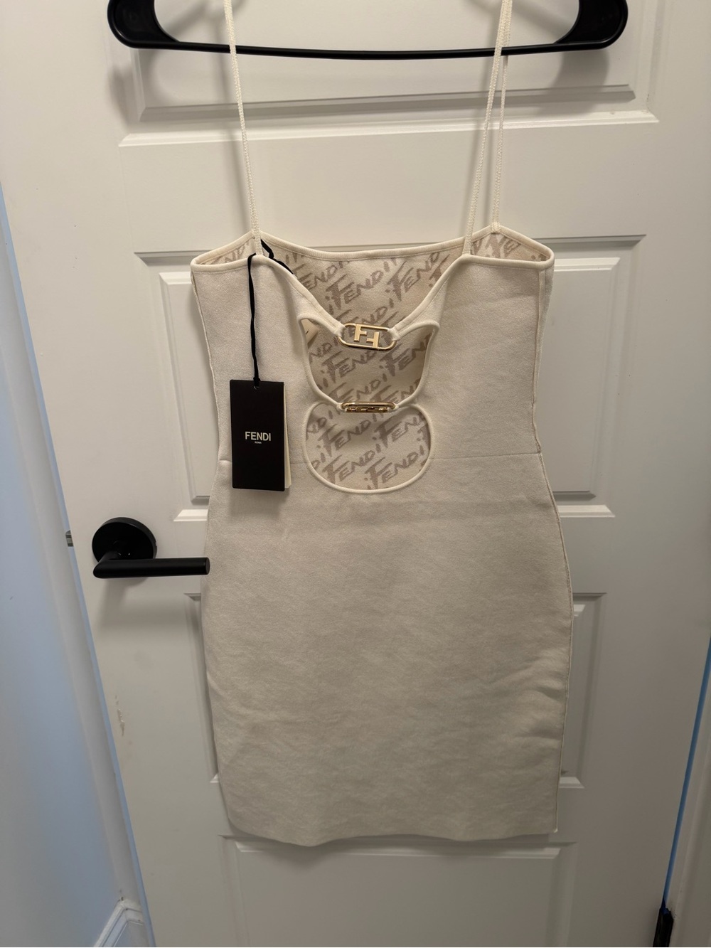 Fendi Cream Spaghetti Strap Mini Dress - Picture 2 of 5
